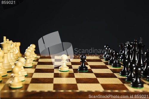 Image of Chess pieces on board