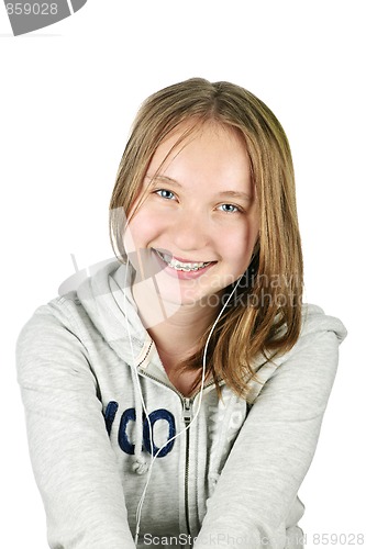 Image of Teenage girl with earphones