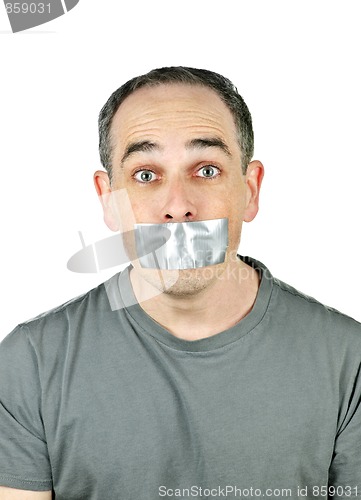 Image of Man with duct tape on mouth