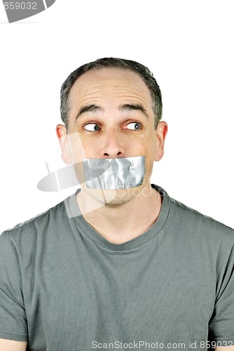 Image of Man with duct tape on mouth