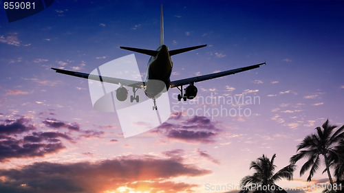 Image of Airplane at sunset