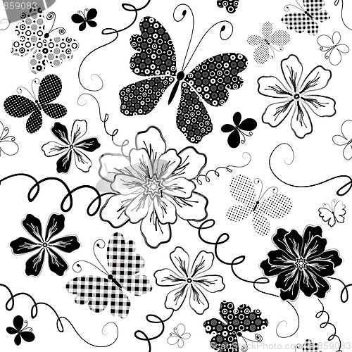 Image of White seamless floral pattern