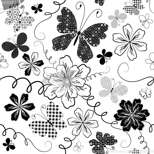 Image of White seamless floral pattern