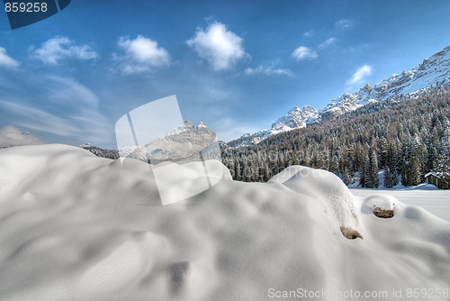 Image of Snow on the Dolomites Mountains, Italy