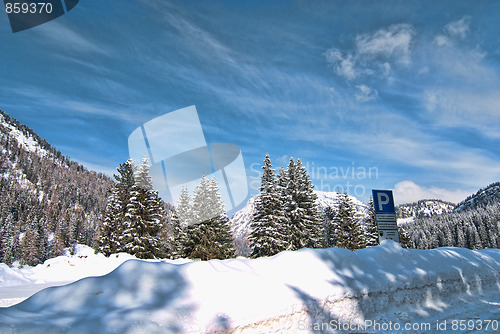 Image of Snow on the Dolomites Mountains, Italy