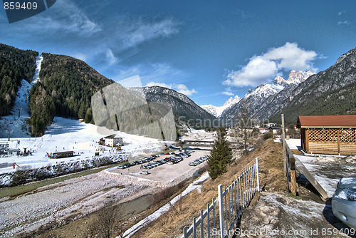 Image of Snow on the Dolomites Mountains, Italy