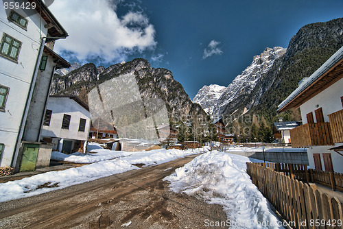 Image of Snow on the Dolomites Mountains, Italy