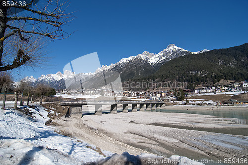 Image of Snow on the Dolomites Mountains, Italy