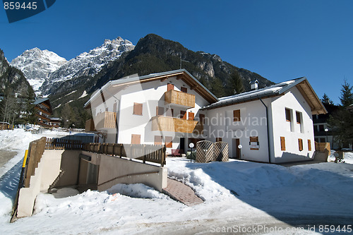 Image of Snow on the Dolomites Mountains, Italy