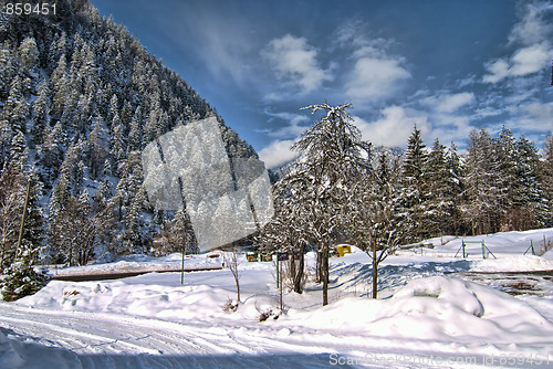 Image of Snow on the Dolomites Mountains, Italy