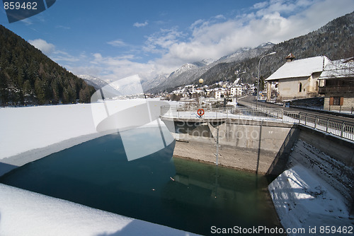 Image of Snow on the Dolomites Mountains, Italy
