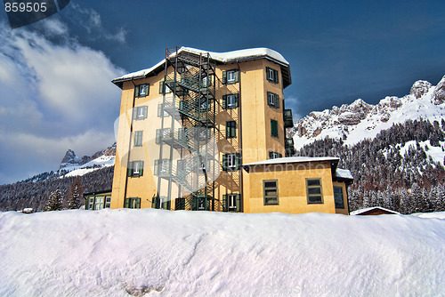 Image of Snow on the Dolomites Mountains, Italy
