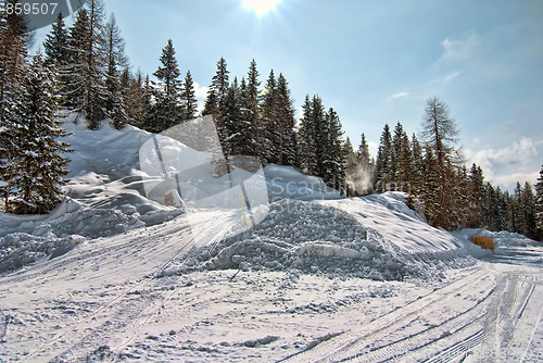 Image of Snow on the Dolomites Mountains, Italy