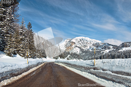 Image of Snow on the Dolomites Mountains, Italy