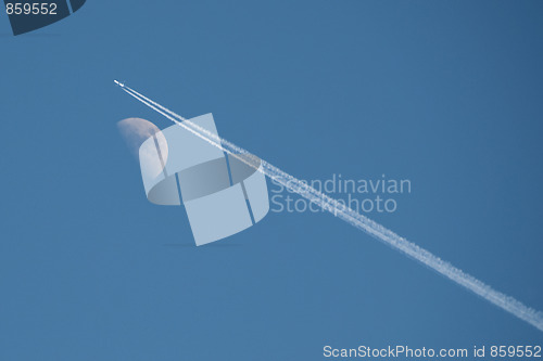 Image of Airplane and the Moon, Oslo, May 2009