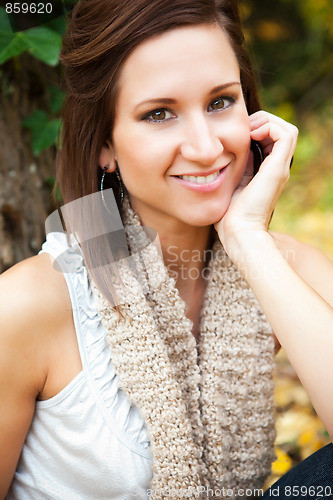 Image of Beautiful autumn woman