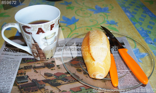 Image of Breakfast and newspaper