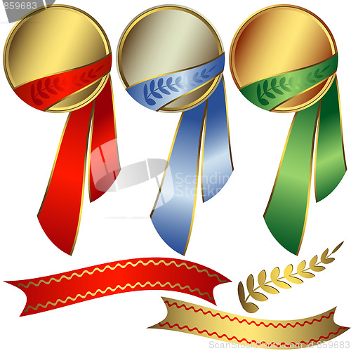 Image of Collection awards with ribbons 