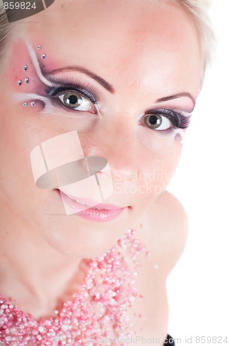 Image of Woman with face art