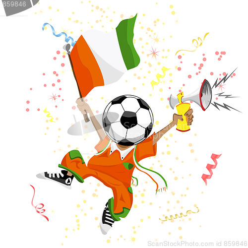 Image of Cote d'Ivoire Soccer Fan with Ball Head. 