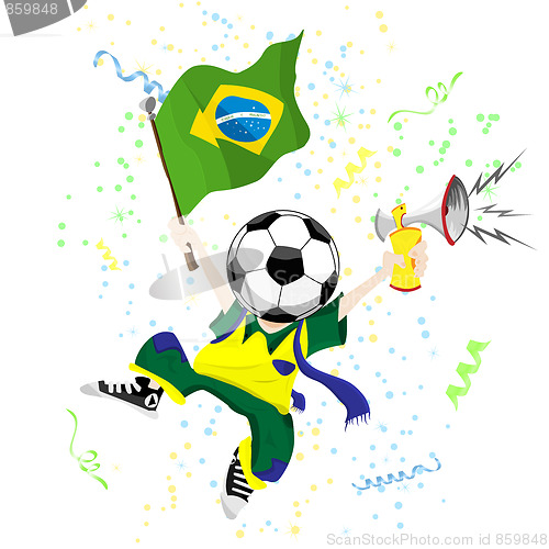 Image of Brazilian Soccer Fan with Ball Head.