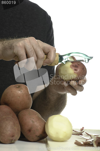 Image of Closeup Peeling Potato