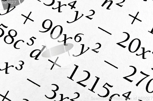 Image of Algebra formulas close up.