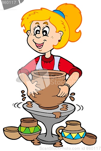 Image of Cartoon pottery girl