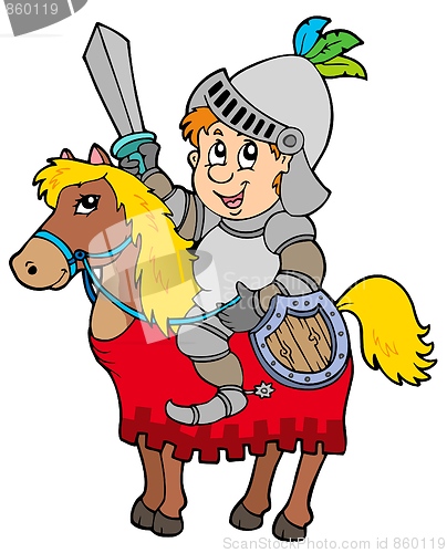 Image of Cartoon knight sitting on horse