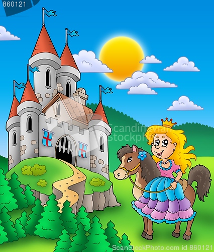 Image of Princess on horse with castle