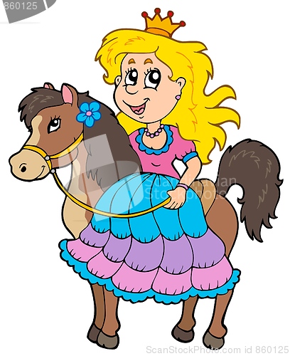 Image of Cute princess riding horse