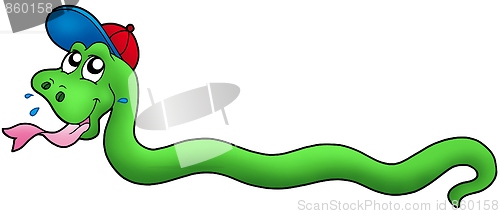 Image of Cartoon snake with baseball cap