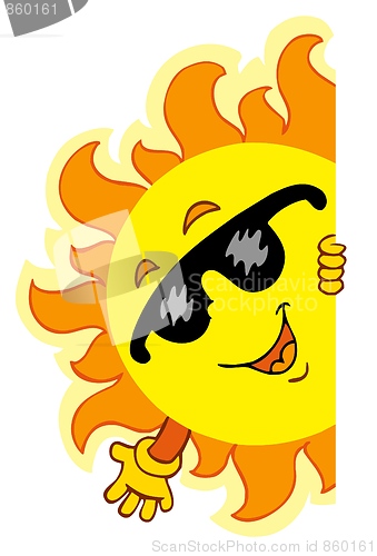Image of Waving cartoon Sun