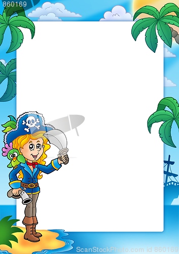 Image of Frame with pretty pirate girl