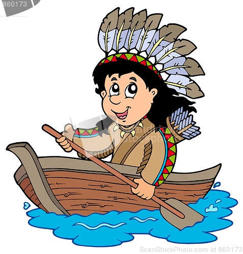 Image of Indian in wooden boat