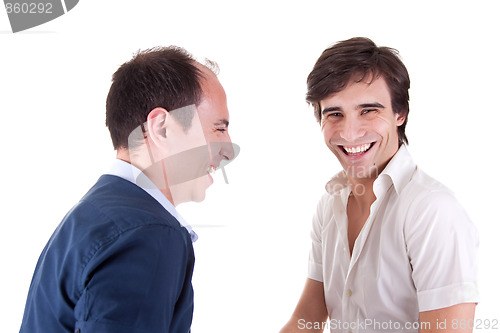 Image of two young men  laughing