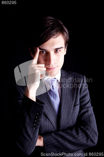 Image of Young Business Man thinking