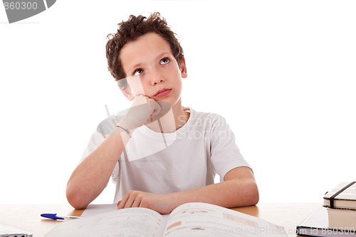 Image of boy studying boring