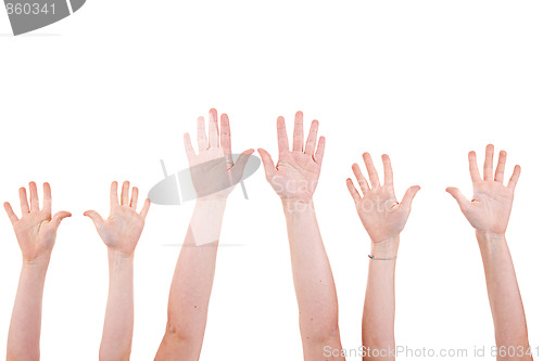 Image of Many children hands high up