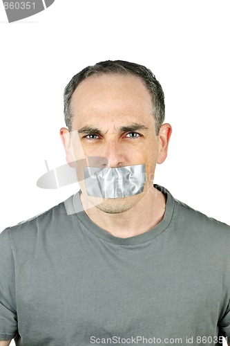 Image of Man with duct tape on mouth