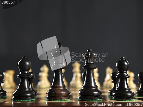 Image of Chess pieces on board