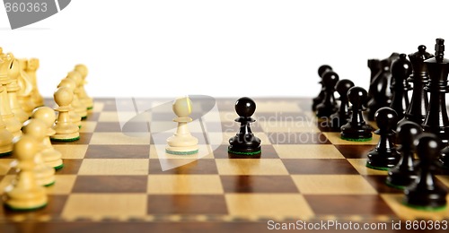 Image of Chess pieces on board