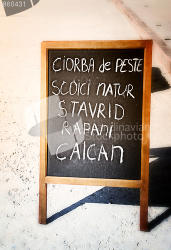 Image of Restaurant menu chalkboard 
