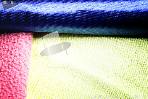 Image of Yellow, pink and blue blanket