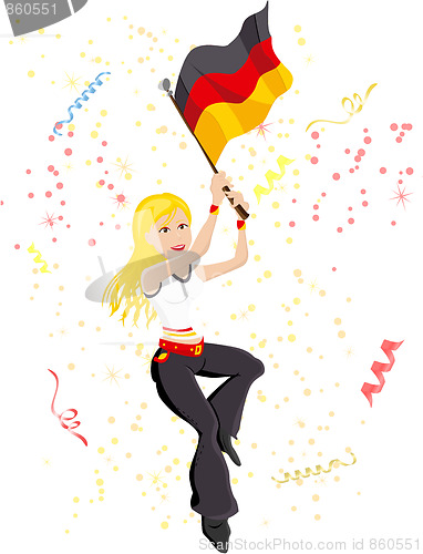 Image of Germany Soccer Fan with flag. 