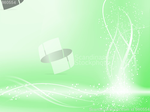 Image of Green Beautiful Pastel Background with stars and swirls.