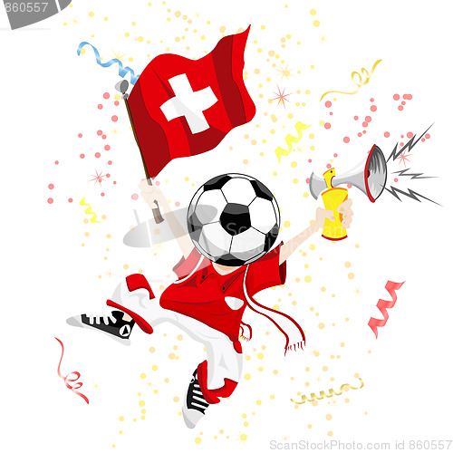 Image of Switzerland Soccer Fan with Ball Head.