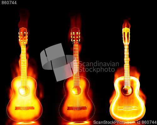 Image of flaming guitar on fire