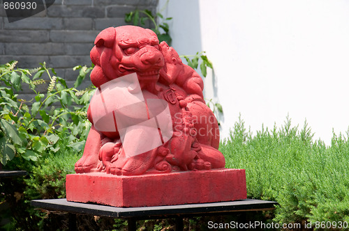 Image of Stone lion of Chinese temple