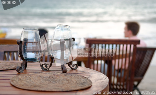 Image of Table set at beach